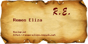 Remes Eliza névjegykártya